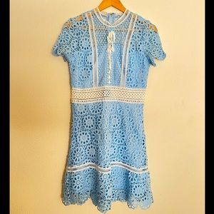 Crochet Summer Blue Dress Size Small